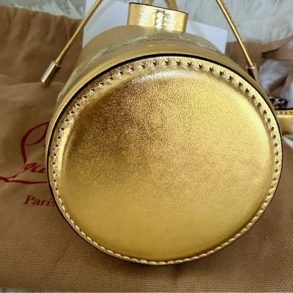 Christian Louboutin Gold Mini Bucket Bag with Chain crossbody - Picture 9 of 12